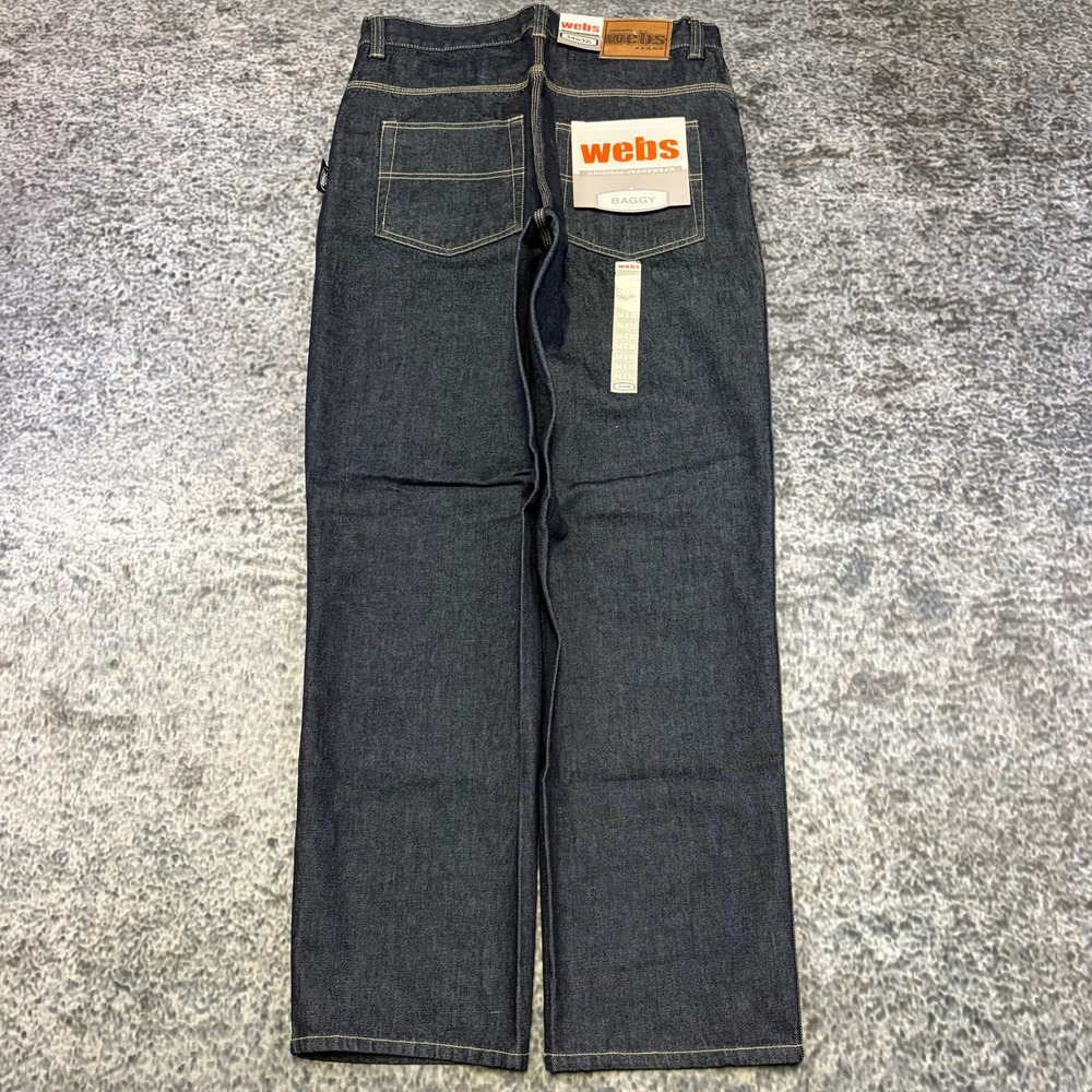 NWT Vintage Webs Jeans Mens 34x32 Dark Blue Baggy Grunge Skater Hip-Hop Y2K